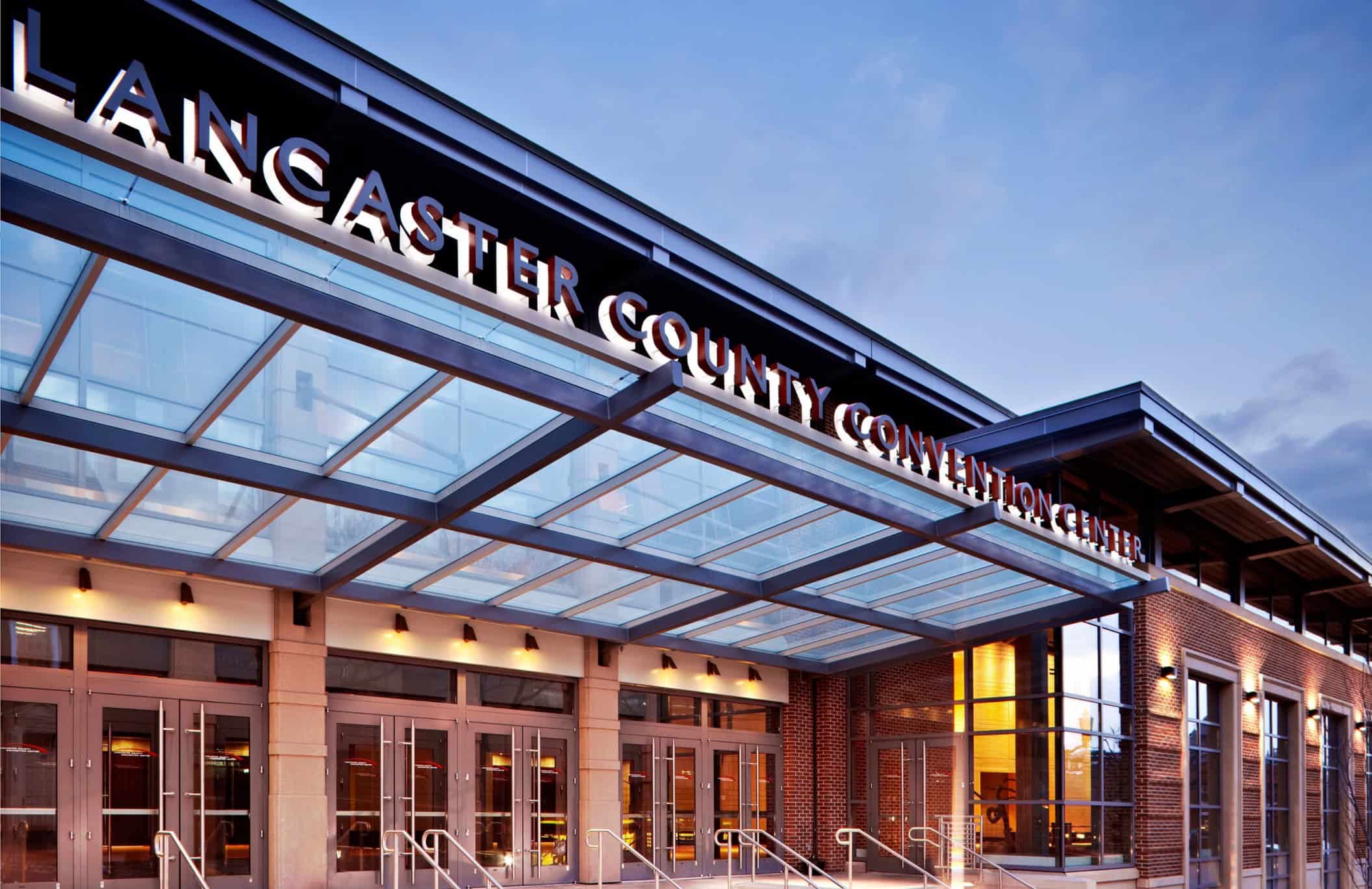 Exterior view of Lancaster County Convention Center in Lancaster, PA.