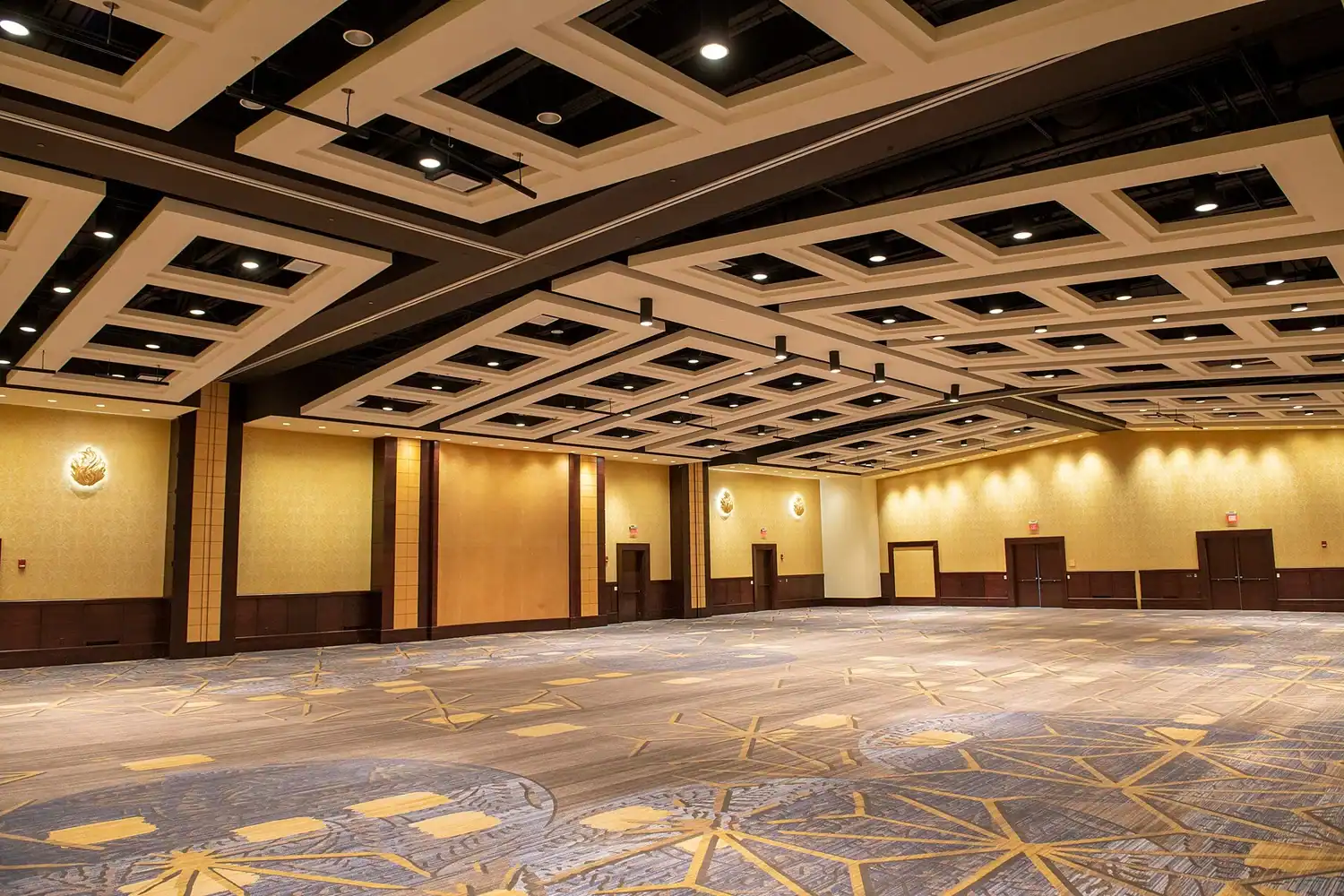Spacious interior of Lancaster County Convention Center with high ceilings and elegant decor.